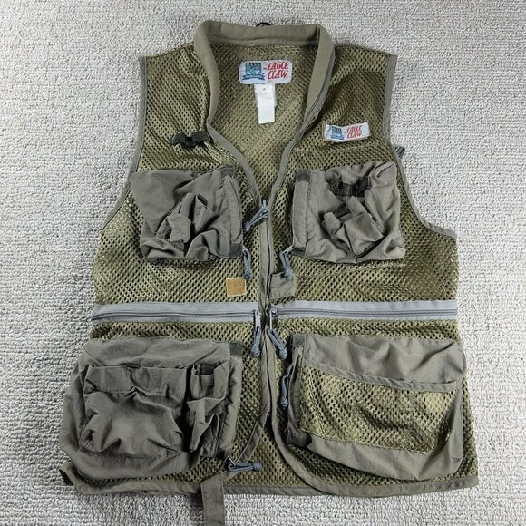 Vintage Eagle Claw Mesh Fishing Vest Green Adult Size Medium - Picture 1 of 6